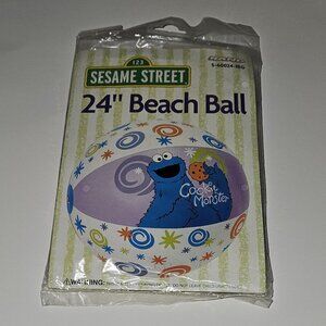 NOS Sesame Street Cookie Monster 24" Beach Ball Inflatable Rand 2004 SEALED